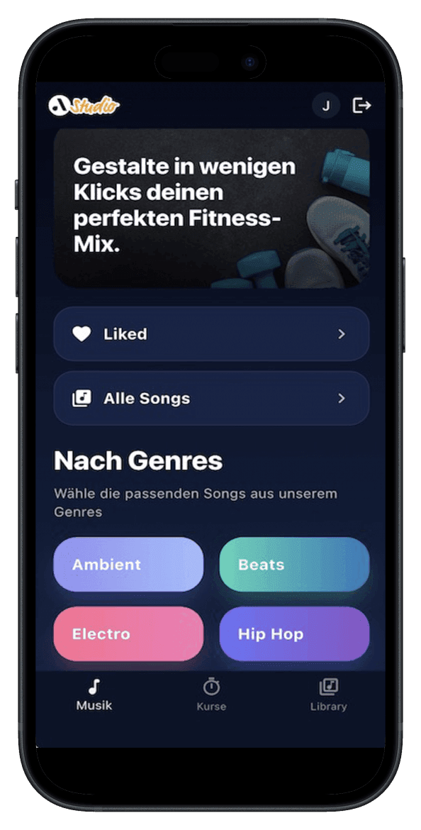 App audiorooms Studio – fasi di allenamento con timer