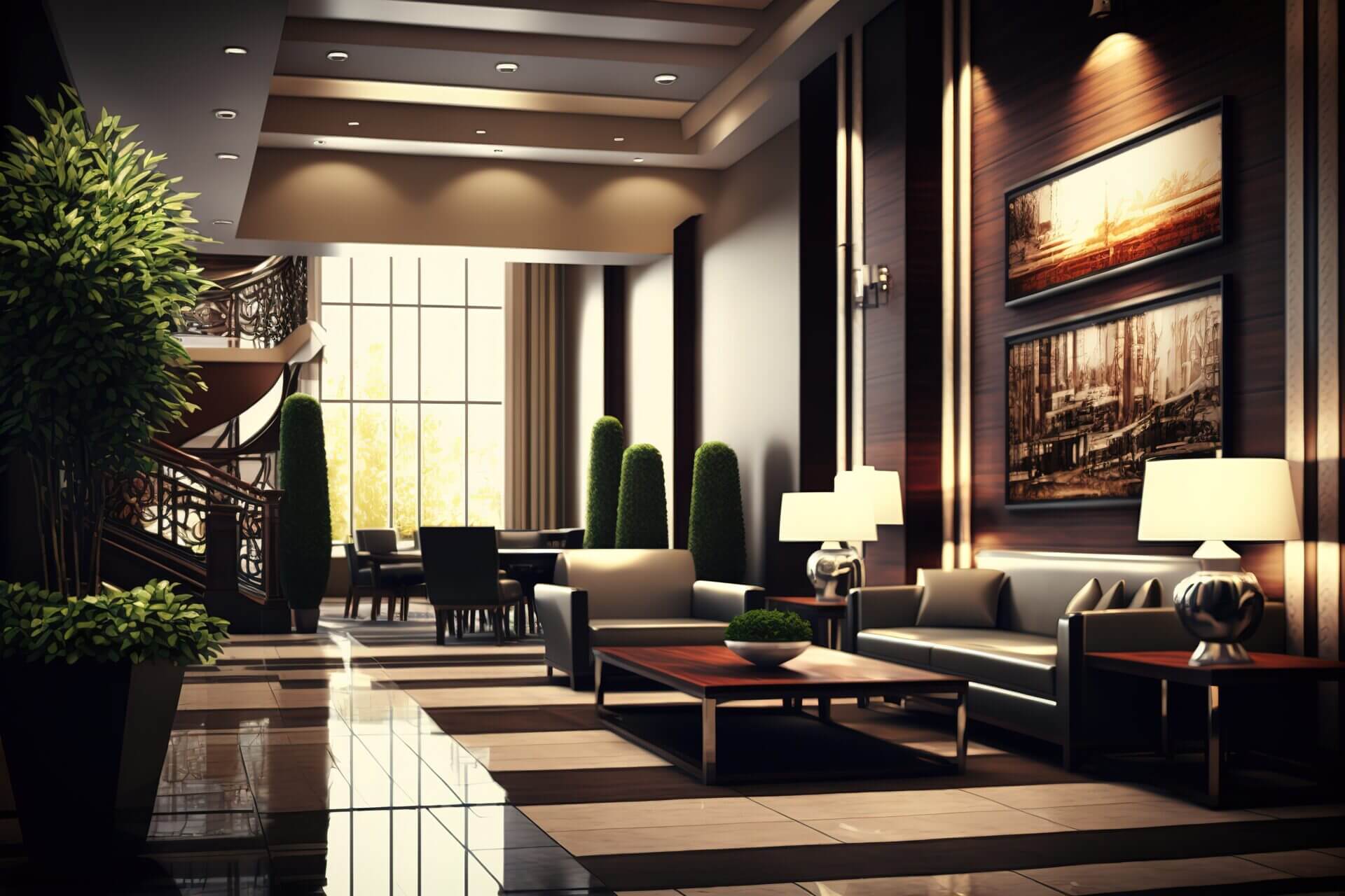Elegante lobby d'hotel