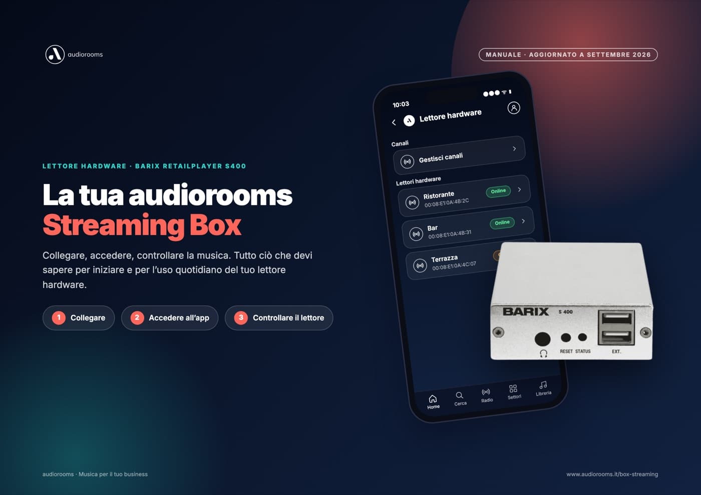 Copertina del manuale della audiorooms Streaming Box